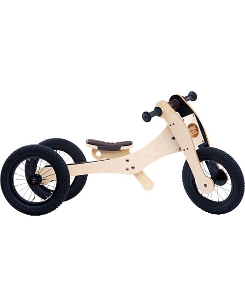 Trybike Wooden Bike 2 in 1 - Brown - Include Third Wheel Trike Kit! Balance Bikes