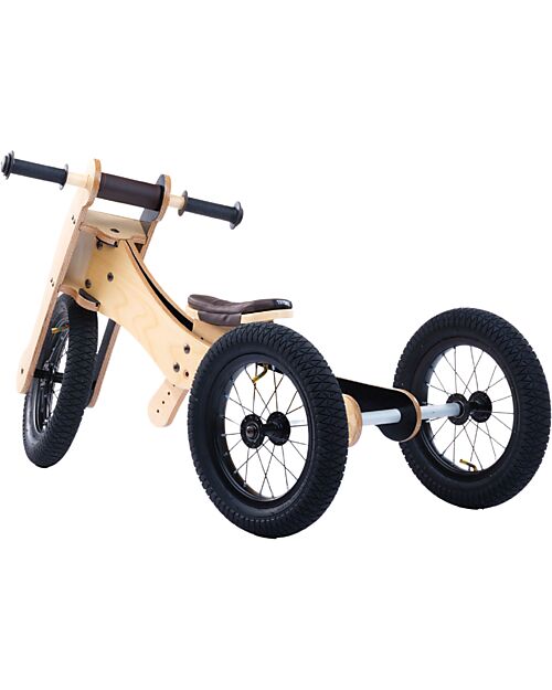 Trybike Wooden Bike 2 in 1 - Brown - Include Third Wheel Trike Kit! Balance Bikes