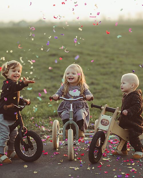 Trybike Wooden Bike 2 in 1 - Brown - Include Third Wheel Trike Kit! Balance Bikes