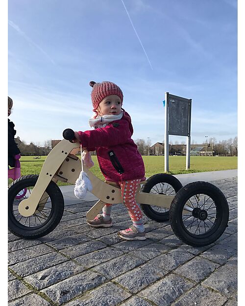 Trybike Wooden Bike 2 in 1 - Pink - Include Third Wheel Trike Kit! Balance Bikes