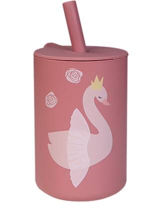 Tryco Baby Cup and Straw Swan Ivy - Dusty Pink - Silicone Beakers