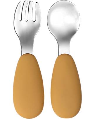 Tryco Baby Cutlery - Honey Gold - Silicone and Stainless Steel Cutlery