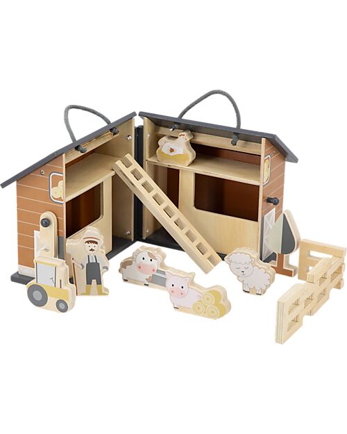 Tryco Baby Folding Wooden Farm - Easy to Carry Dolls Houses