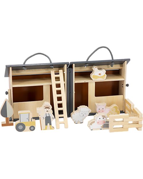 Tryco Baby Folding Wooden Farm - Easy to Carry Dolls Houses