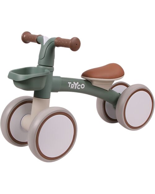 Tryco Baby Luna Balance Bike with Basket - Sage - From 1 to 3 Years Balance Bikes
