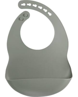Tryco Baby Silicone Bib - Olive Gray - With Pocket Waterproof Bibs