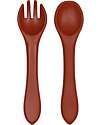 Tryco Baby Spoon and Fork Set - Dark Rust - Silicone Cutlery