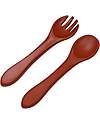 Tryco Baby Spoon and Fork Set - Dark Rust - Silicone Cutlery
