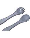 Tryco Baby Spoon and Fork Set - Dusty Blue - Silicone Cutlery