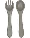 Tryco Baby Spoon and Fork Set - Olive Gray - Silicone Cutlery