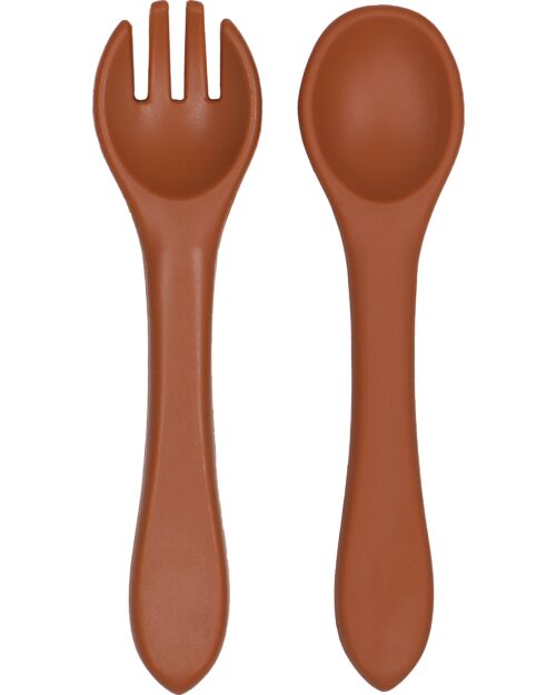 Tryco Baby Spoon and Fork Set - Sienna - Silicone Cutlery