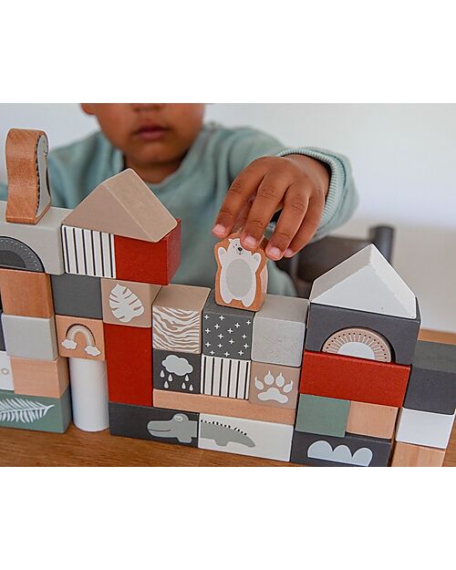 Tryco Baby Stackable Wooden Blocks - 50 Pieces - 2+ Years Wooden Blocks and Construction Sets