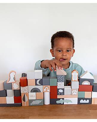 Tryco Baby Stackable Wooden Blocks - 50 Pieces - 2+ Years Wooden Blocks and Construction Sets