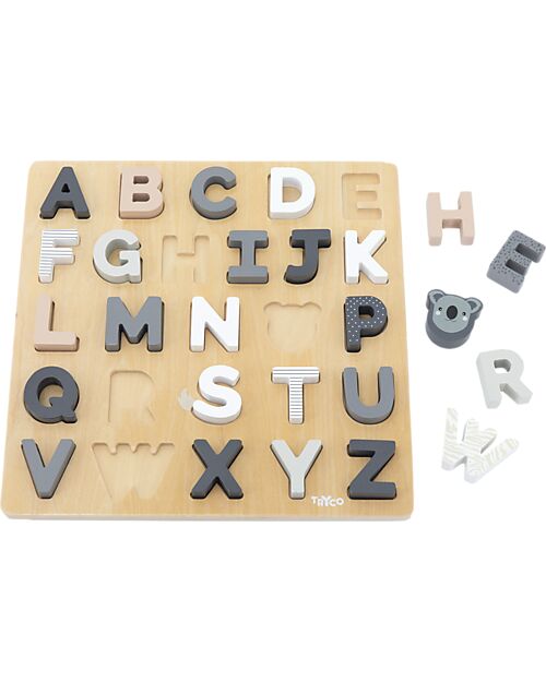 Tryco Baby Wooden Alphabet Puzzle - Helps the development of Intellectual Abilities - 18+ m Wooden Stacking Toys