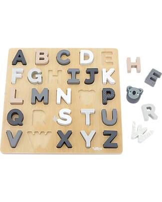 Tryco Baby Wooden Alphabet Puzzle - Helps the development of Intellectual Abilities - 18+ m Wooden Stacking Toys
