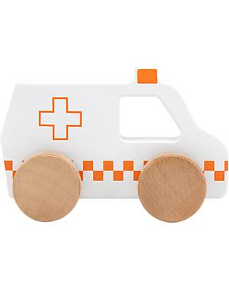 Tryco Baby Wooden Ambulance Toy - White/Red Wooden Toy Cars, Trains & Trucks
