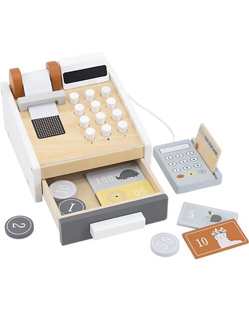 Tryco Baby Wooden Cash Register - Non-toxic Water Colors - 3+ Years Pretend Play