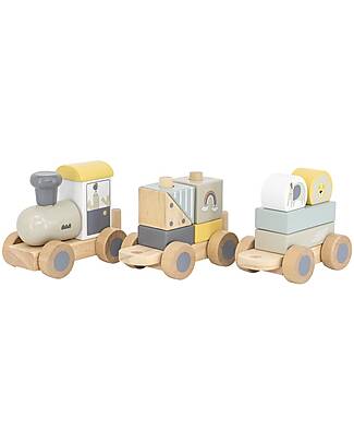 Tryco Baby Wooden Circus Train - 11 Pieces Wooden Toy Cars, Trains & Trucks