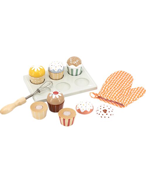 Tryco Baby Wooden Cupcake Set - Non-toxic Water Paints - 18+ m Wooden Food