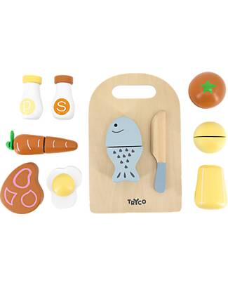 Tryco Baby Wooden Cutting Board with Dishes - Non-toxic Water Colors - 10+ m Wooden Food