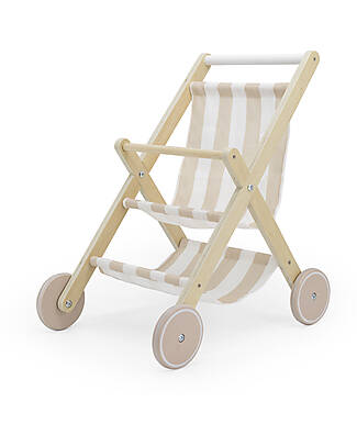 Tryco Baby Wooden Doll Stroller - White & Pink - 18+ m Toy Prams
