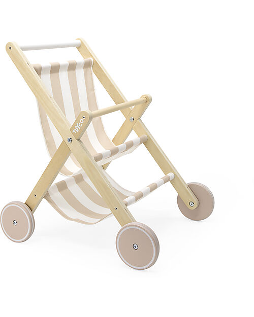Tryco Baby Wooden Doll Stroller - White & Pink - 18+ m Toy Prams