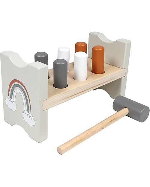Tryco Baby Wooden Hammer and Peg Toy - Non-toxic Water Paints - 12+ m Wooden Stacking Toys
