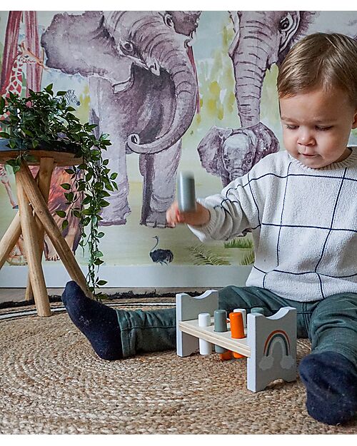 Tryco Baby Wooden Hammer and Peg Toy - Non-toxic Water Paints - 12+ m Wooden Stacking Toys