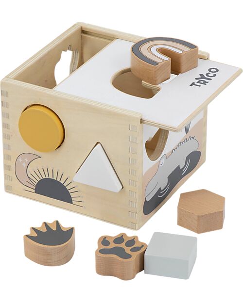 Tryco Baby Wooden Interlocking Geometric Shapes Box - 7 Different Shapes - 12+ m Wooden Stacking Toys