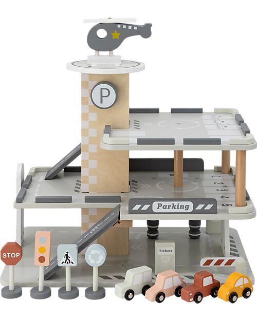 Tryco Baby Wooden Parking Garage - Includes 1 Helicopter 4 Cars and 4 ...