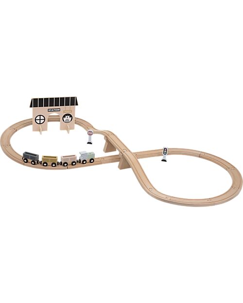 Tryco Baby Wooden Railway Station Toy Track - 18 pieces - 2+ Years Wooden Toy Cars, Trains & Trucks