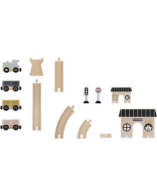Tryco Baby Wooden Railway Station Toy Track - 18 pieces - 2+ Years Wooden Toy Cars, Trains & Trucks