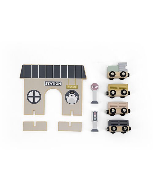 Tryco Baby Wooden Railway Station Toy Track - 18 pieces - 2+ Years Wooden Toy Cars, Trains & Trucks