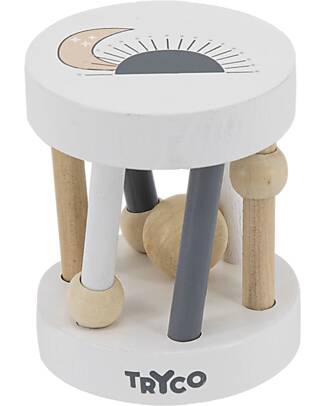 Tryco Baby Wooden Rolling Rattle - Non-toxic Water-based Color Wooden Stacking Toys