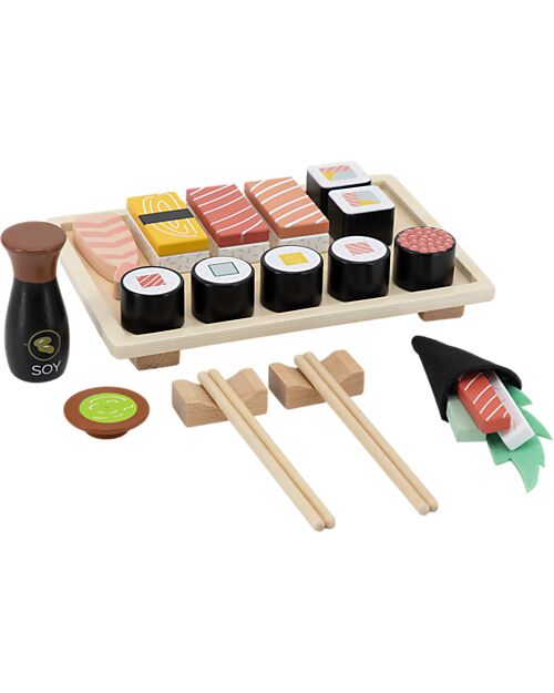 Tryco Baby Wooden Sushi Set - 23 Pieces - Non-toxic Water Paints - 18+ m Wooden Food