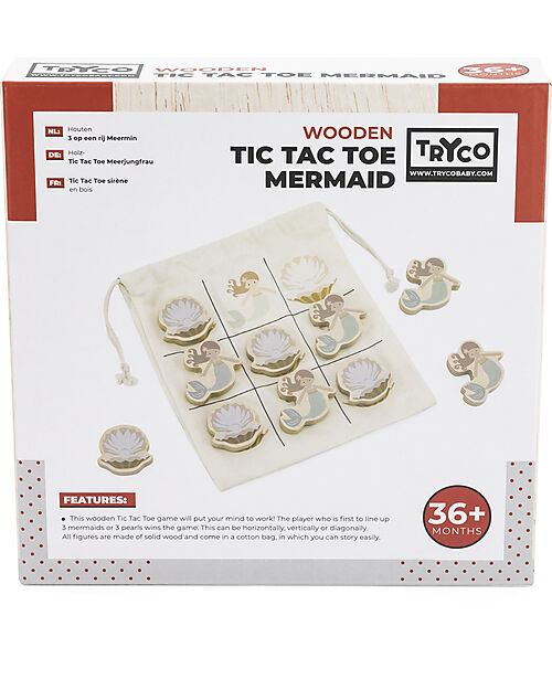 Tryco Baby Wooden Tic Tac Toe - Mermaid - Bring it Always With you! Wooden Stacking Toys