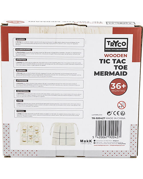 Tryco Baby Wooden Tic Tac Toe - Mermaid - Bring it Always With you! Wooden Stacking Toys