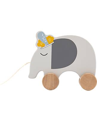 Tryco Baby Wooden Tow Toy - Elephant - Encourages Movement - 10+ m Pull Toys