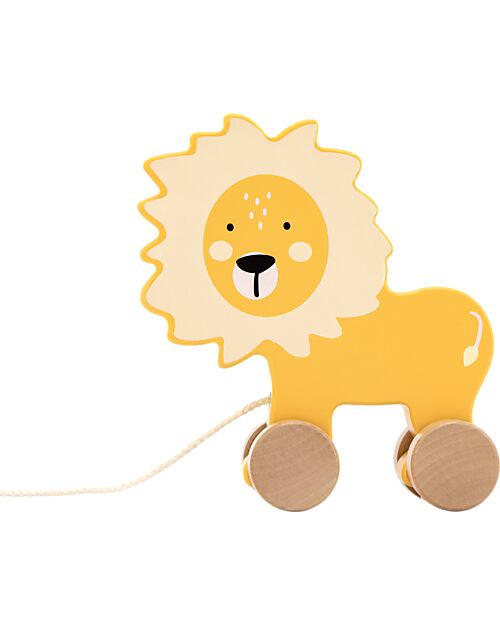 Tryco Baby Wooden Tow Toy - Lion - Encourages Movement - 10+ m Pull Toys