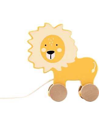 Tryco Baby Wooden Tow Toy - Lion - Encourages Movement - 10+ m Pull Toys