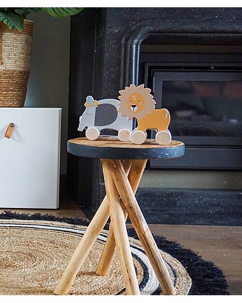 Tryco Baby Wooden Tow Toy - Lion - Encourages Movement - 10+ m Pull Toys