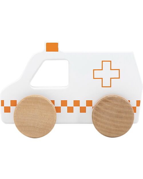 Tryco Baby Wooden Toy Ambulance - White/Red - 18+ m Wooden Toy Cars, Trains & Trucks