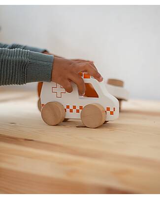 Tryco Baby Wooden Toy Ambulance - White/Red - 18+ m Wooden Toy Cars, Trains & Trucks