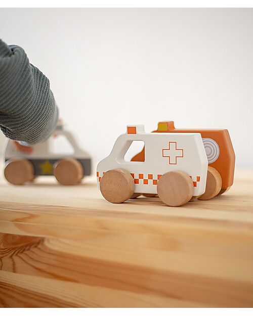 Tryco Baby Wooden Toy Ambulance - White/Red - 18+ m Wooden Toy Cars, Trains & Trucks