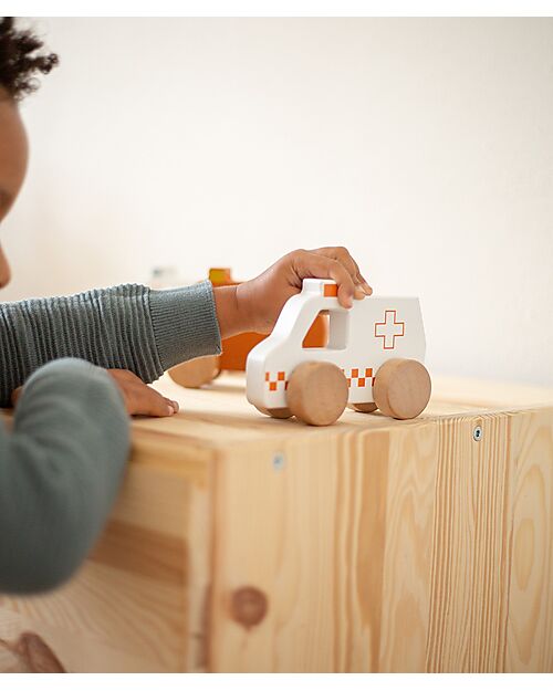 Tryco Baby Wooden Toy Ambulance - White/Red - 18+ m Wooden Toy Cars, Trains & Trucks