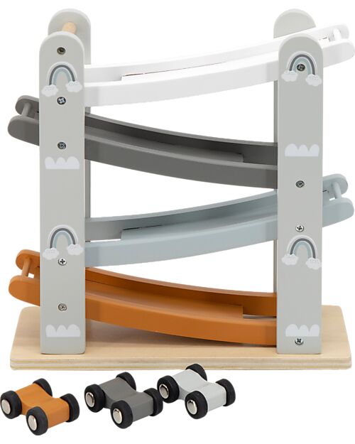 Tryco Baby Wooden Toy Car Track - 3 Cars Included - 18+ m Wooden Toy Cars, Trains & Trucks