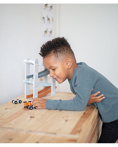 Tryco Baby Wooden Toy Car Track - 3 Cars Included - 18+ m Wooden Toy Cars, Trains & Trucks