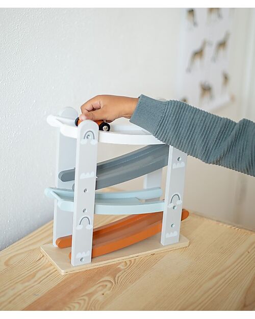 Tryco Baby Wooden Toy Car Track - 3 Cars Included - 18+ m Wooden Toy Cars, Trains & Trucks