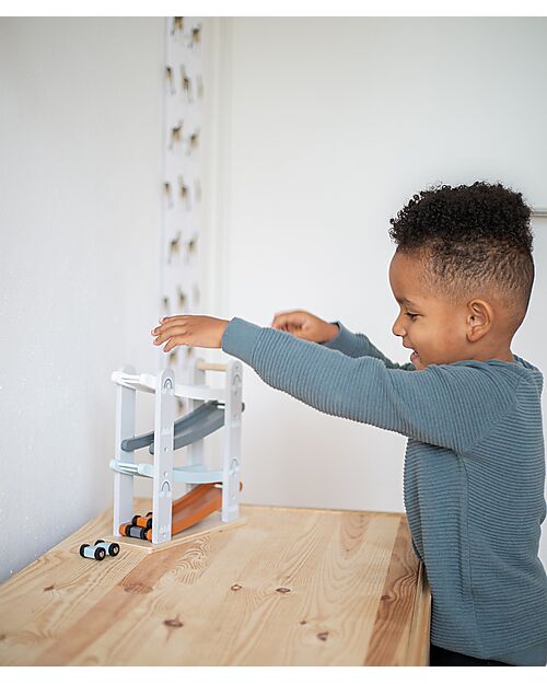 Tryco Baby Wooden Toy Car Track - 3 Cars Included - 18+ m Wooden Toy Cars, Trains & Trucks