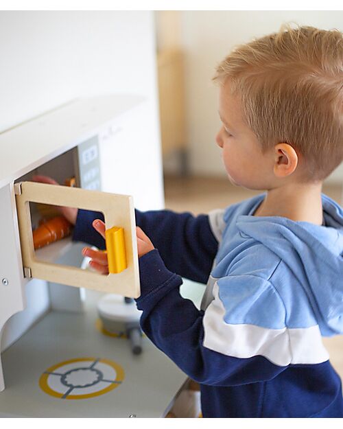 Tryco Baby Wooden Toy Kitchen - White/Gold - Non-toxic Water Paints - 3+ Years Toy Kitchens